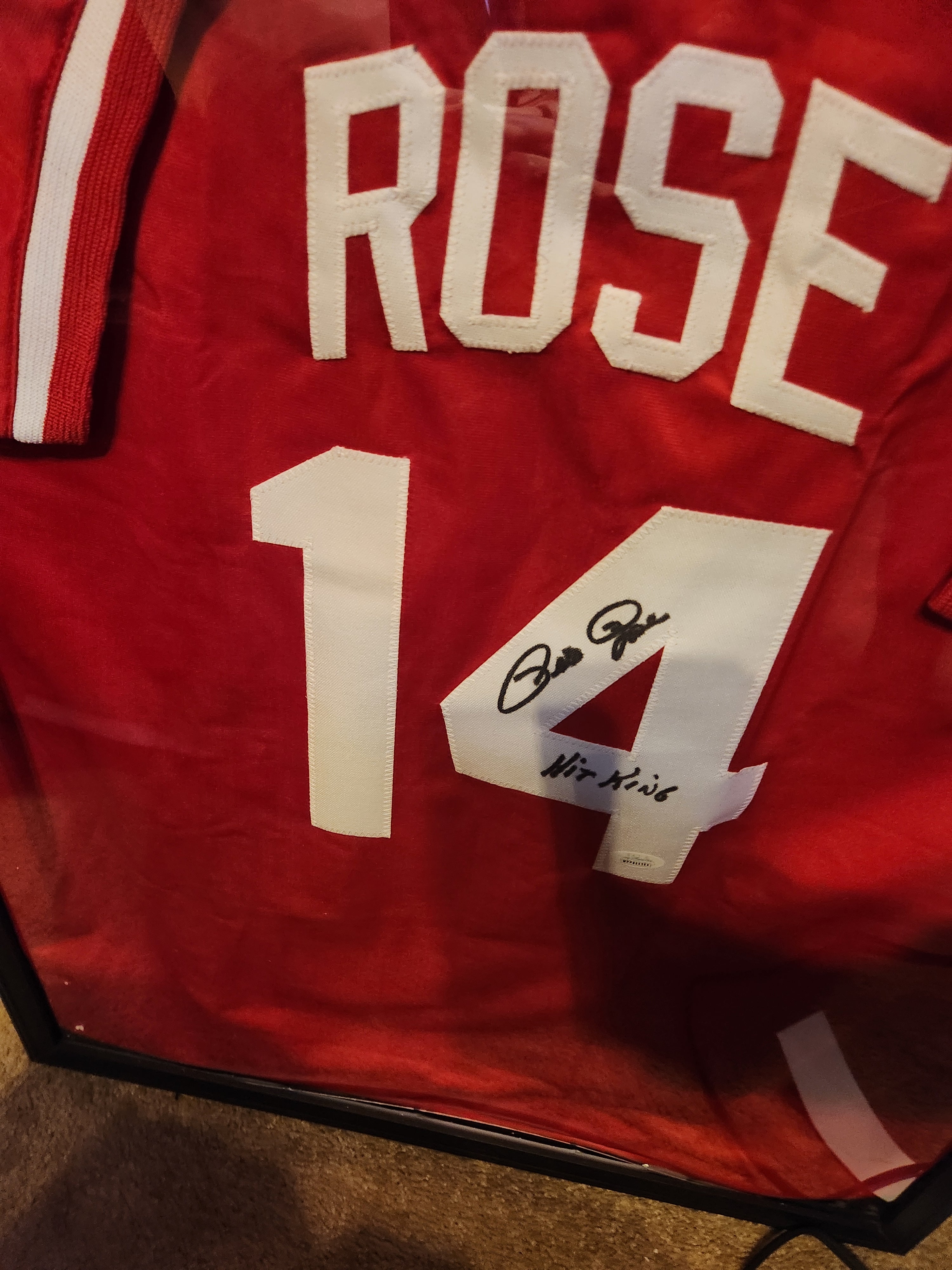 Pete Rose Cincinnati Reds Home Jersey – Autographed & Inscribed "Hit King"
