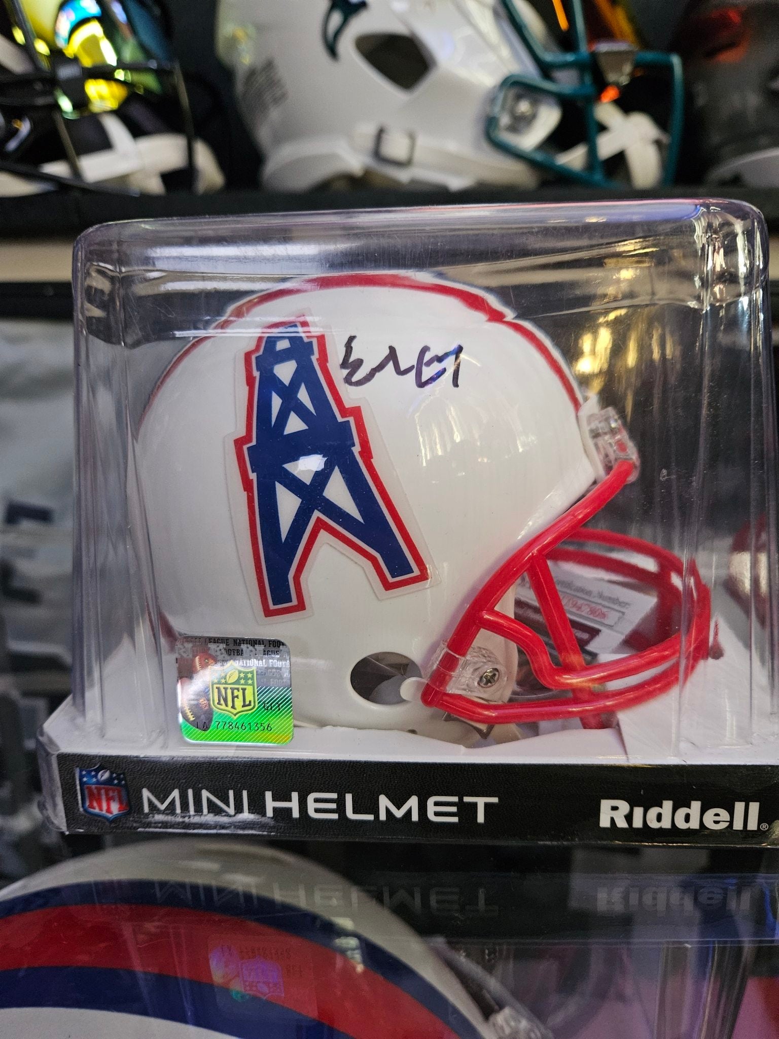 Earl Campbell Houston Oilers White Mini Helmet – Autographed (JSA)